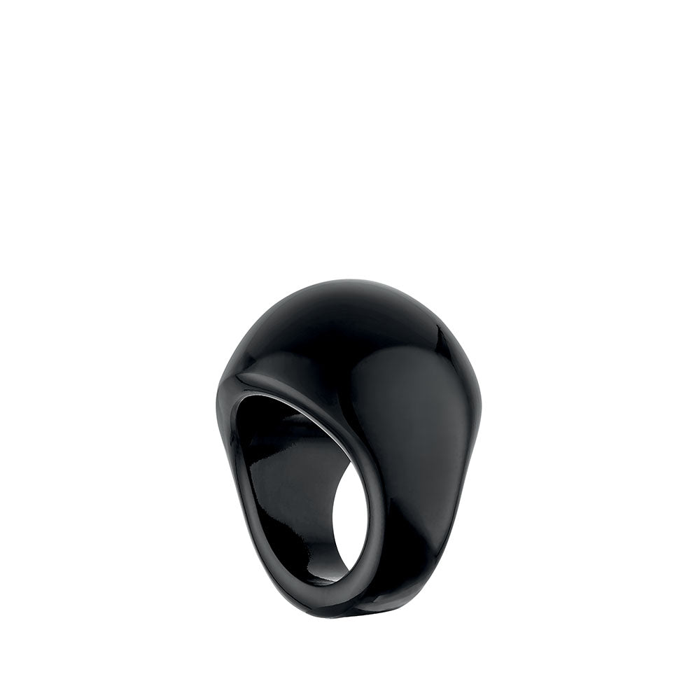 René Lalique Jewellery Cabochon anello cristallo nero