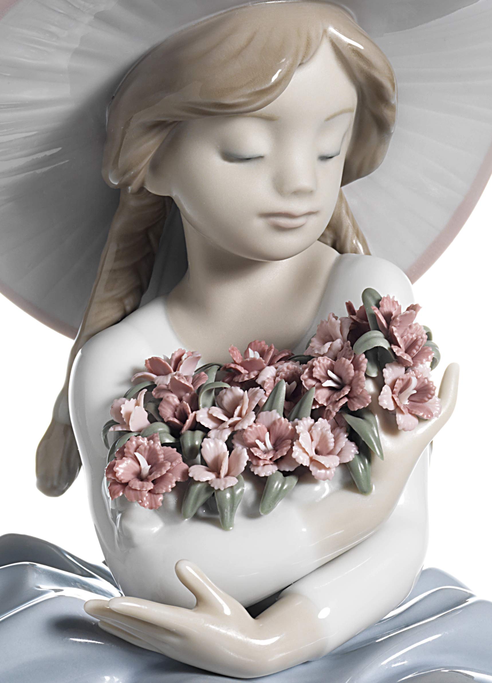 Lladró Sculture Bimba Con Fiori Figurina Porcellana Fatta a Mano