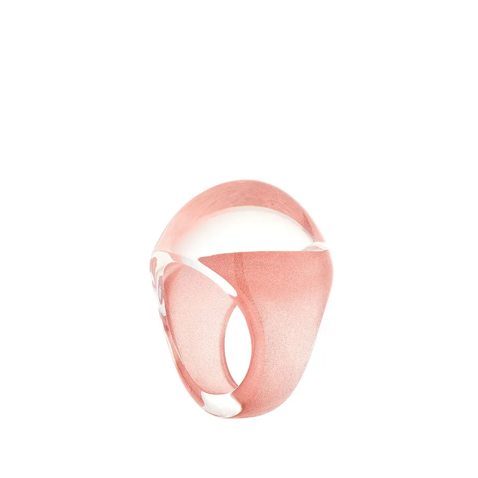 Lalique Cabochon anello cristallo incolore misura 52 patina rosa