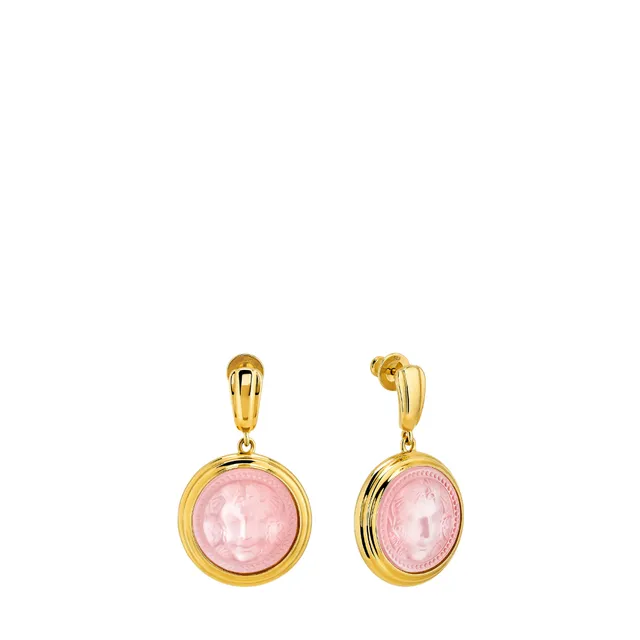 Lalique Aréthuse Orecchini Tondi Ottone Dorato Rosa