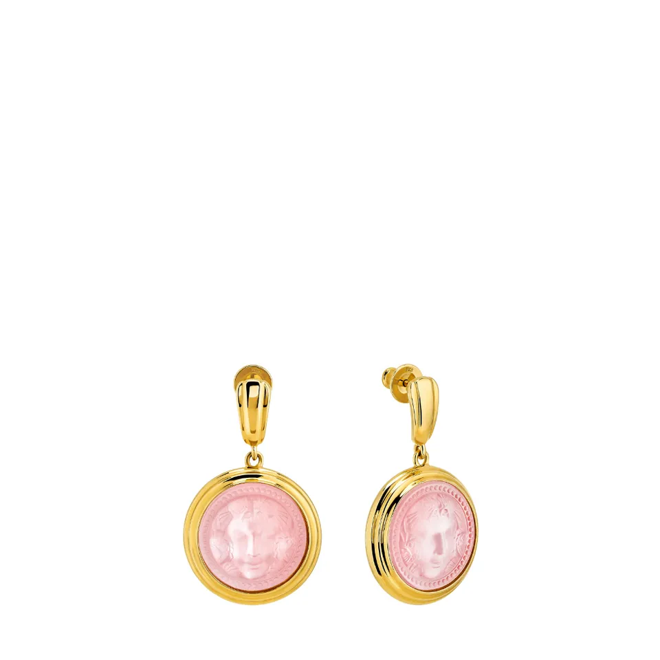 Lalique Aréthuse Orecchini Tondi Ottone Dorato Rosa