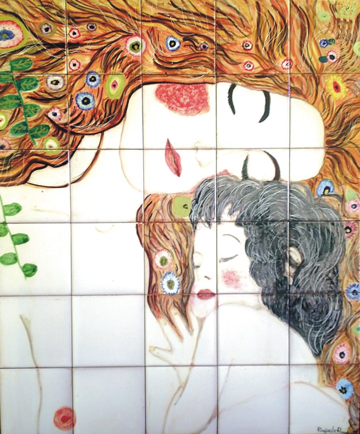 Raffaela Russo Klimt 04 mattonella ceramica dipinta a mano