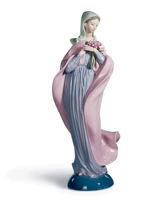 Lladró Sculture Vergine con Fiori Figurina Maria Porcellana