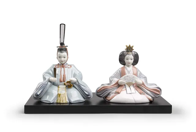 Lladró Hinamatsuri Dolls figurina porcellana bambole giapponesi