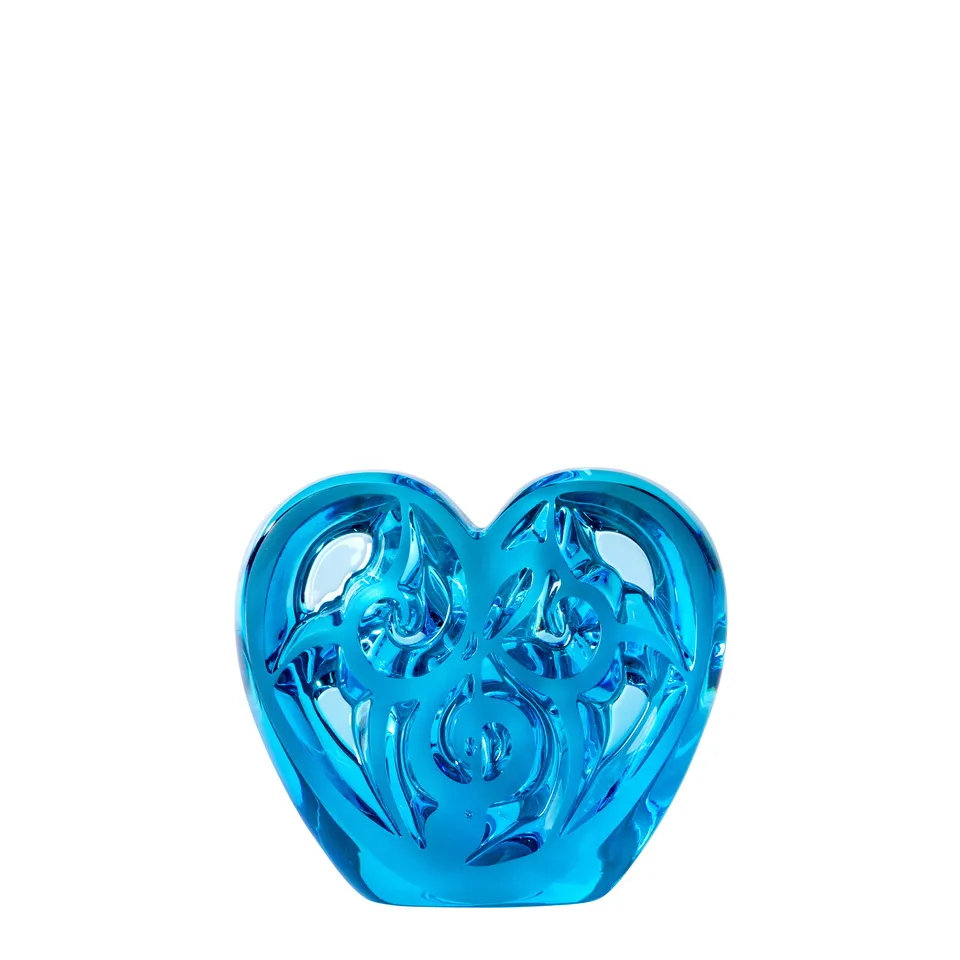 Lalique Music is Love scultura cuore cristallo blu