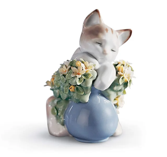 Lladró Sculture Gattino Sognatore figurina porcellana gatto