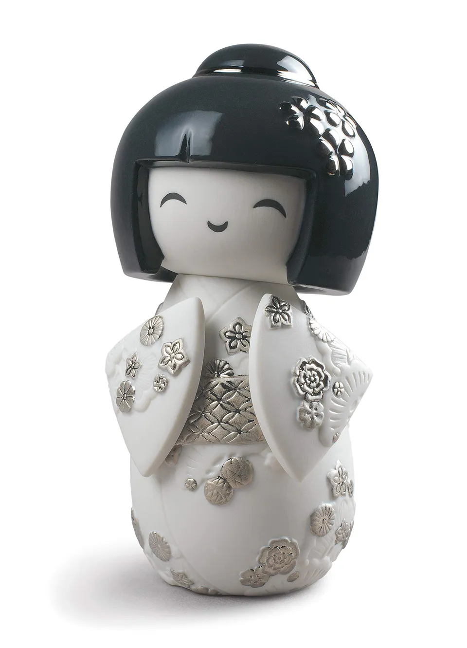 Lladró Kokeshi I figurina porcellana lustro argento