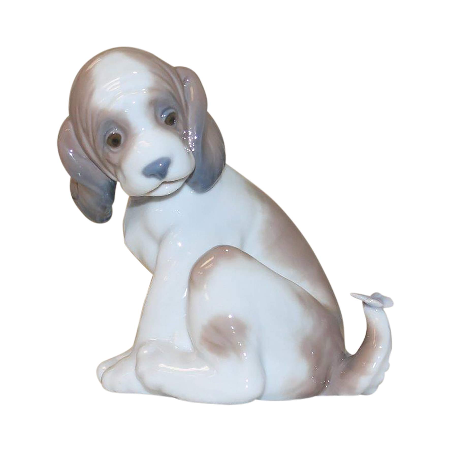 Lladró Sculture Cane con Farfalla Figurina Porcellana