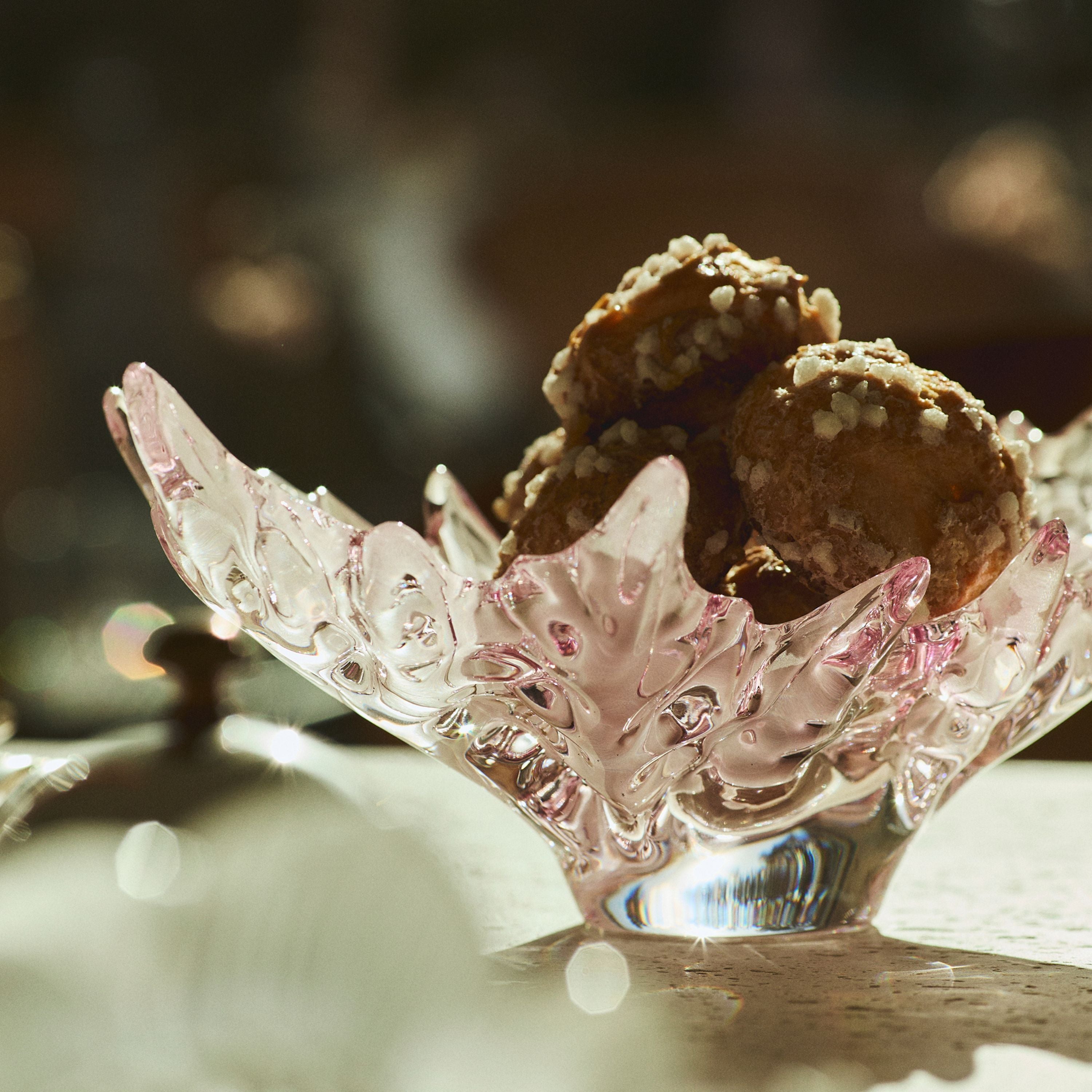 René Lalique Champs-Élysées coppa cristallo rosa taglia S