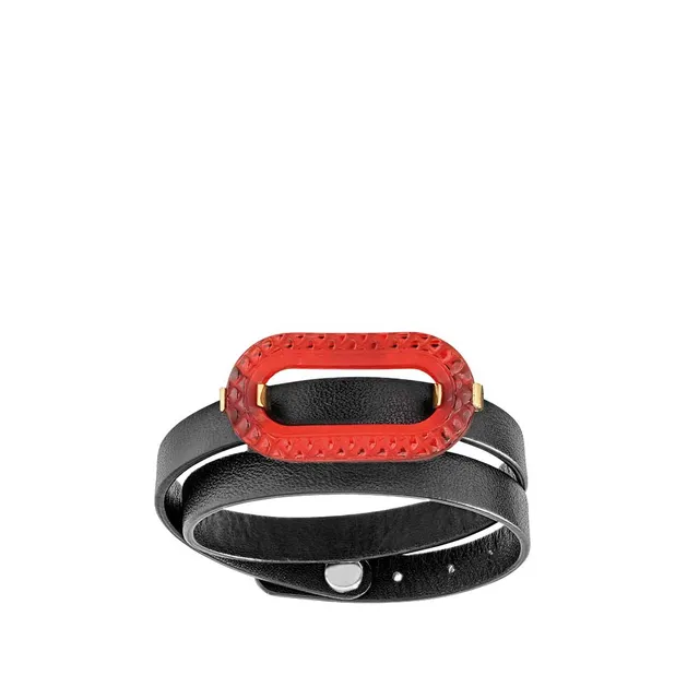René Lalique Empreinte Animale bracciale pelle rossa S