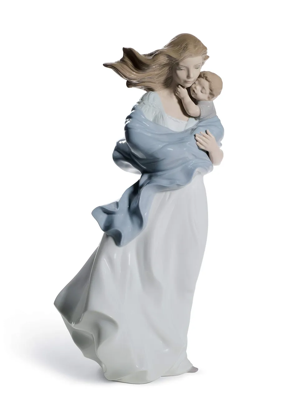 Lladró Sculture Madre Tenero Abbraccio figurina madre e figlio bianco