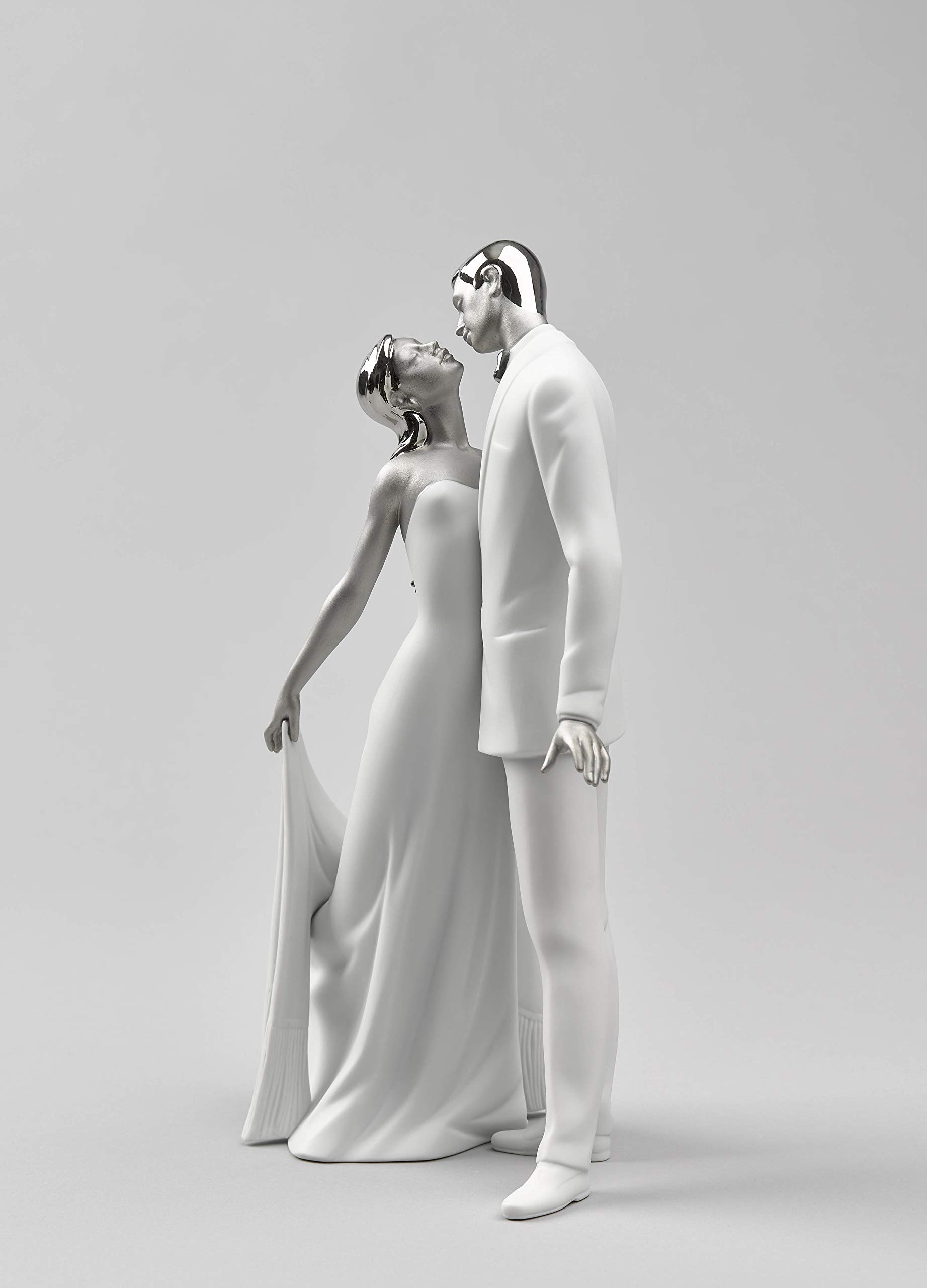 Lladró Sculture Coppia Felice Anniversario Figurina Lustro Argento
