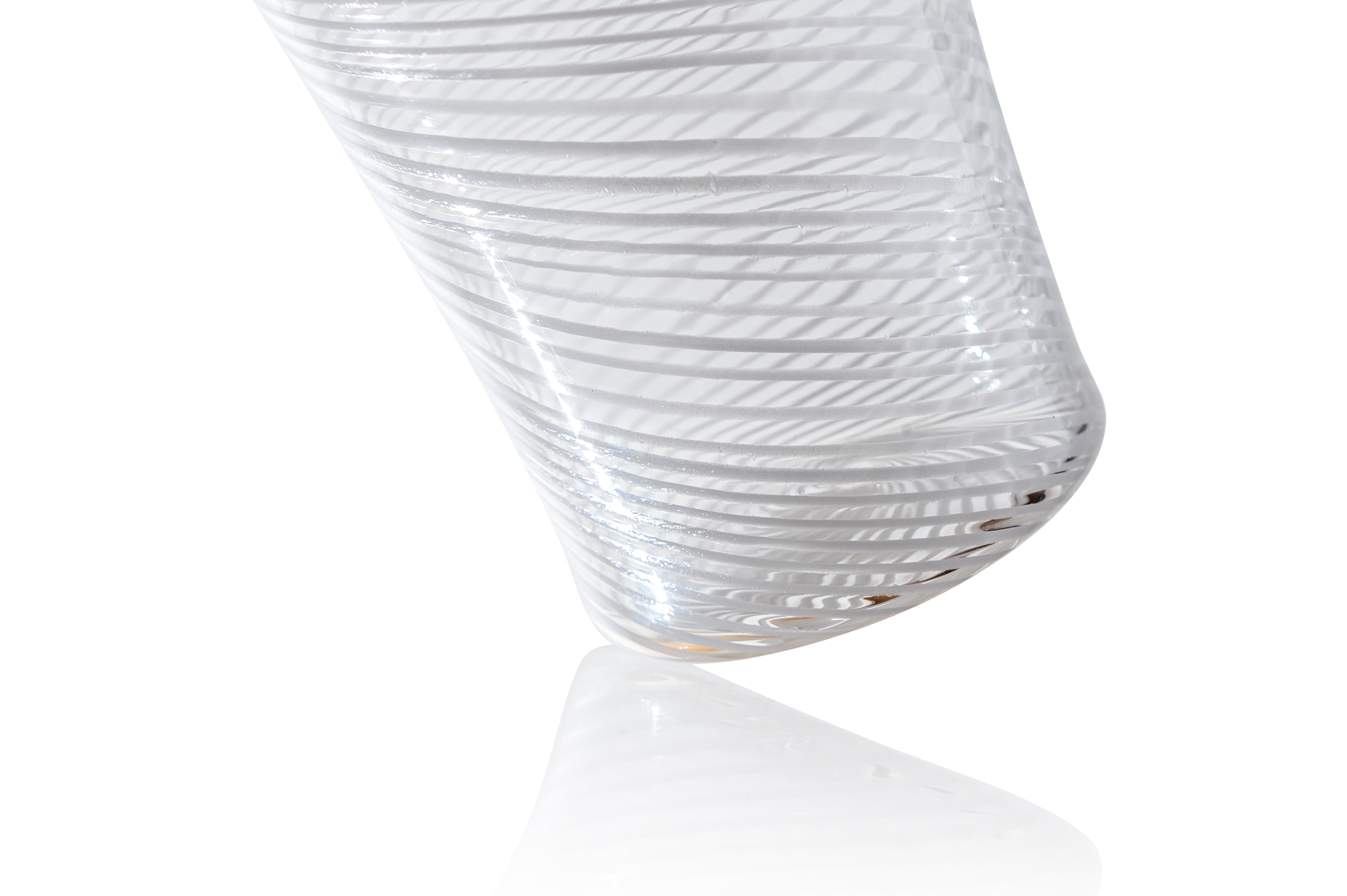 Vaporetto Doge White bicchiere vetro Murano 10 cm reticello