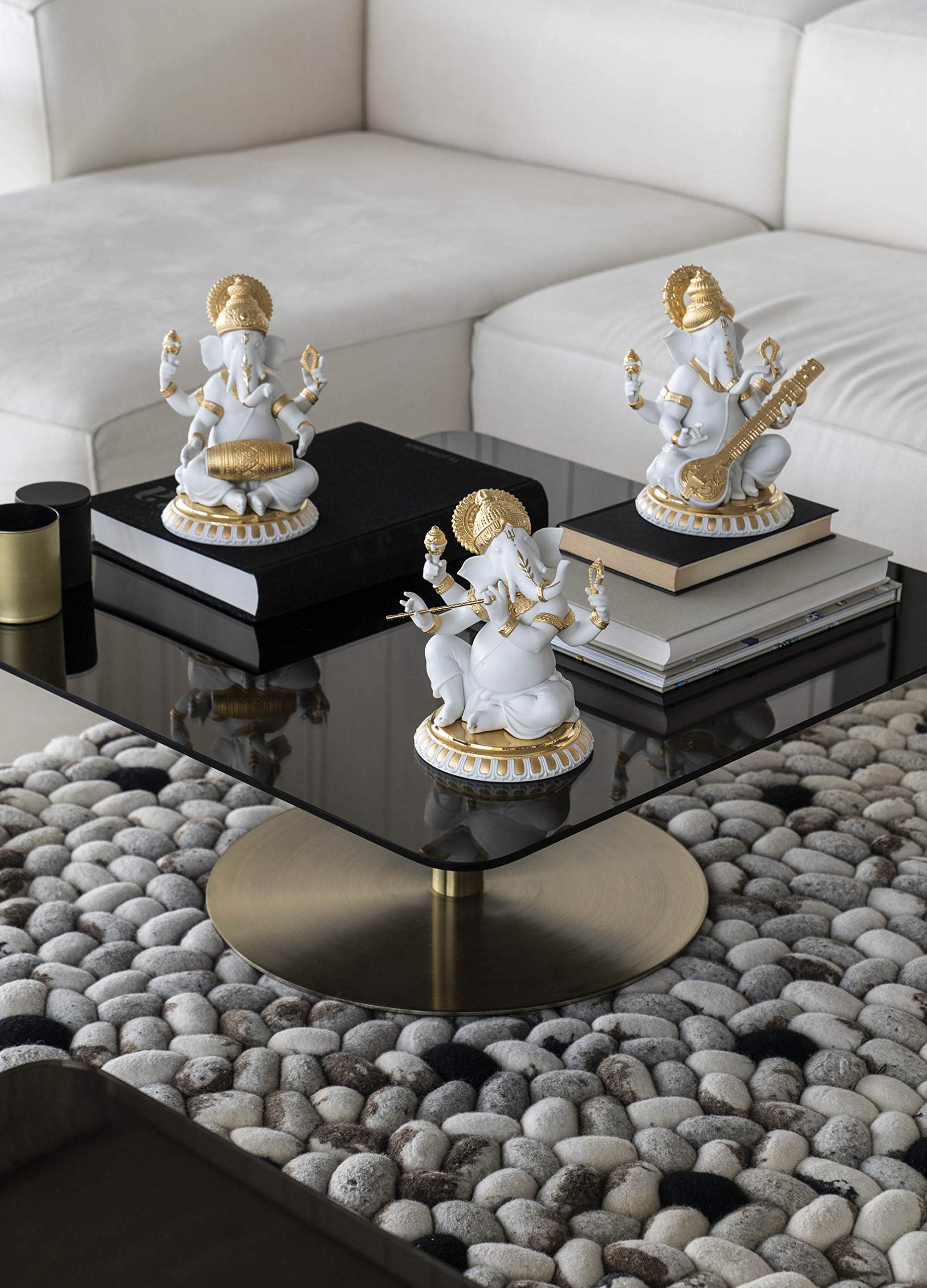 Lladró Sculture Ganesha con Veena figurina oro lustro