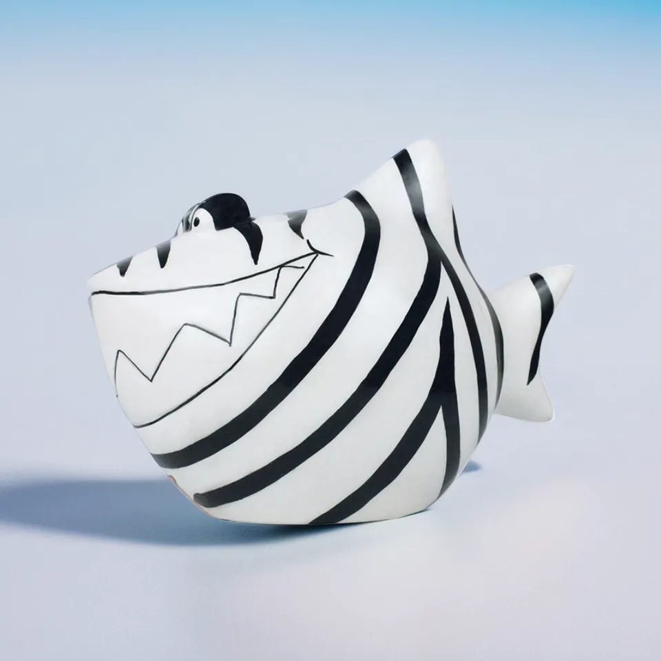Sparschwein Company Zebra salvadanaio squalo piccolo bianco nero