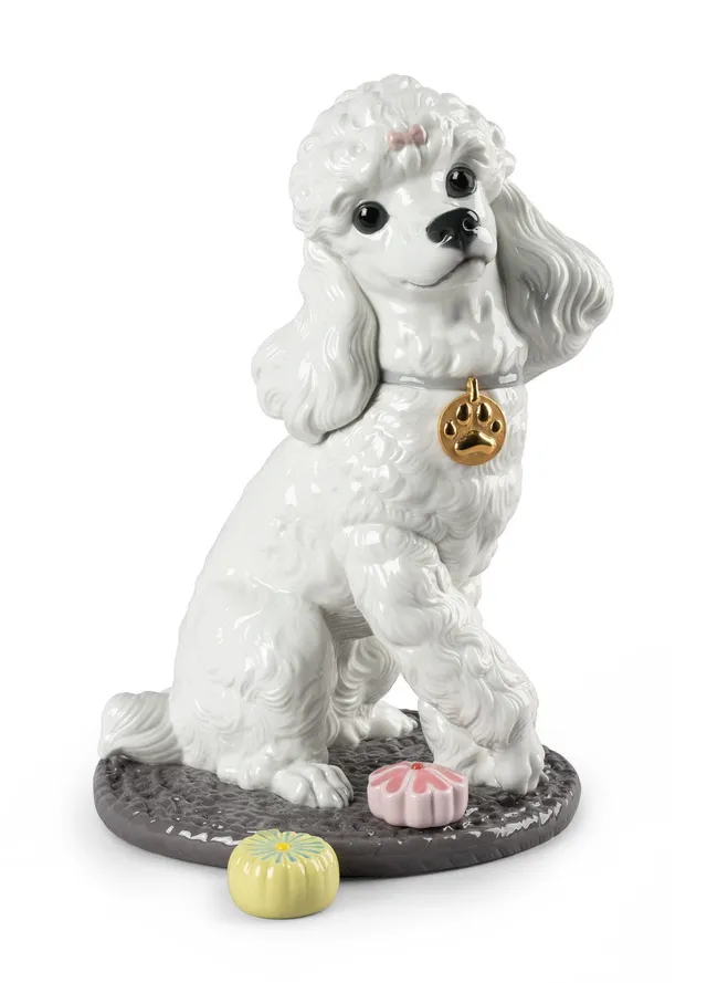 Lladró Barboncino con Mochis figurina cane in porcellana
