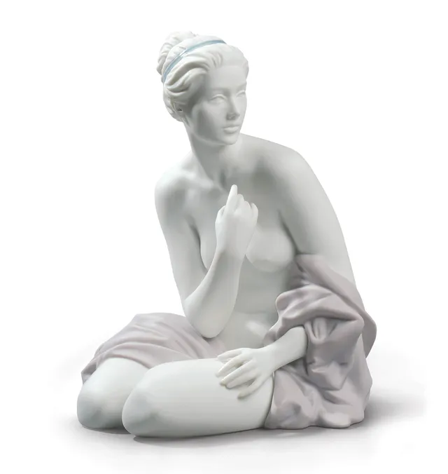 Lladró Sculture Donna Bagnante Seduta Figurina Nudo 22 cm