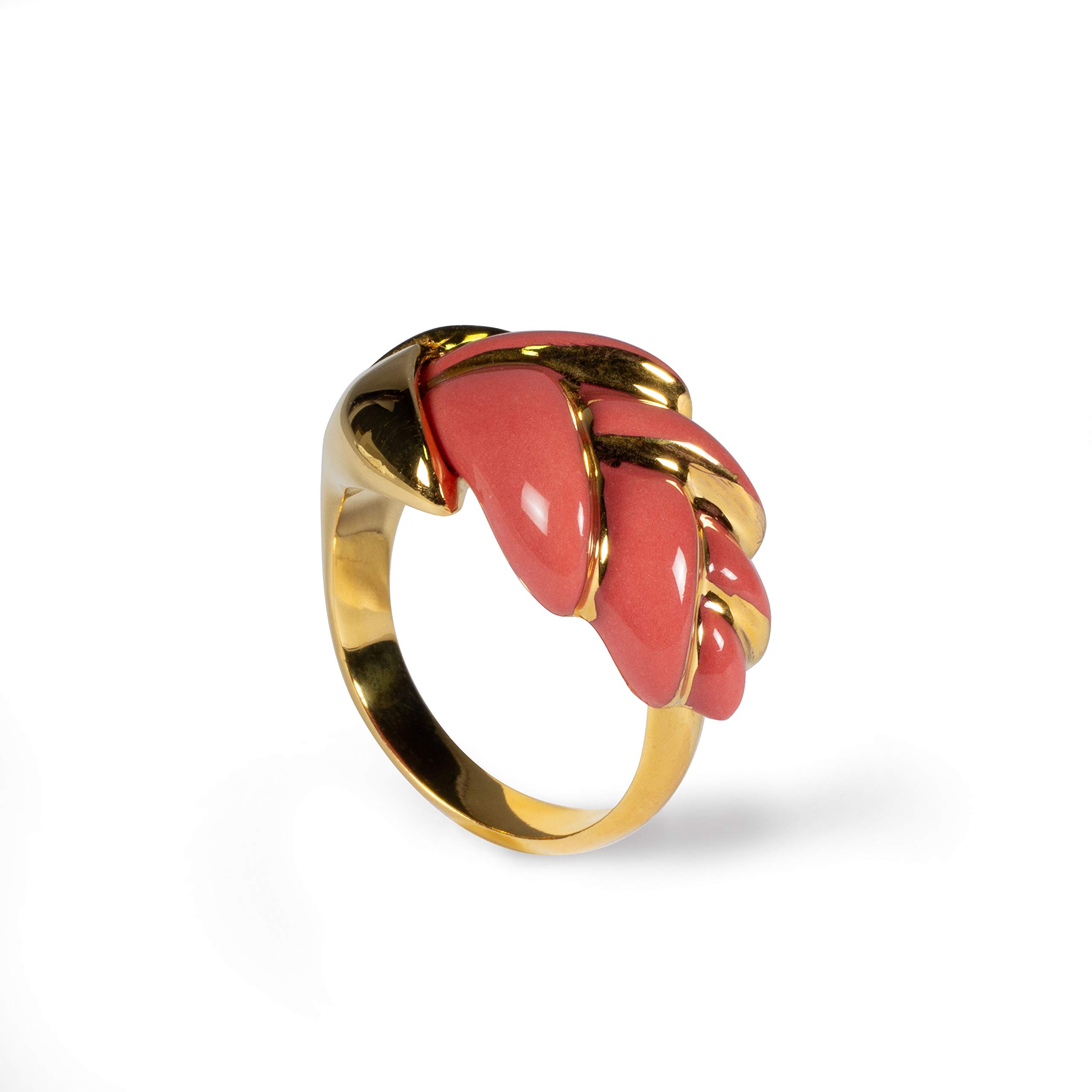 Lladró Gioielli Anello Heliconia Corallo anello misura grande porcellana