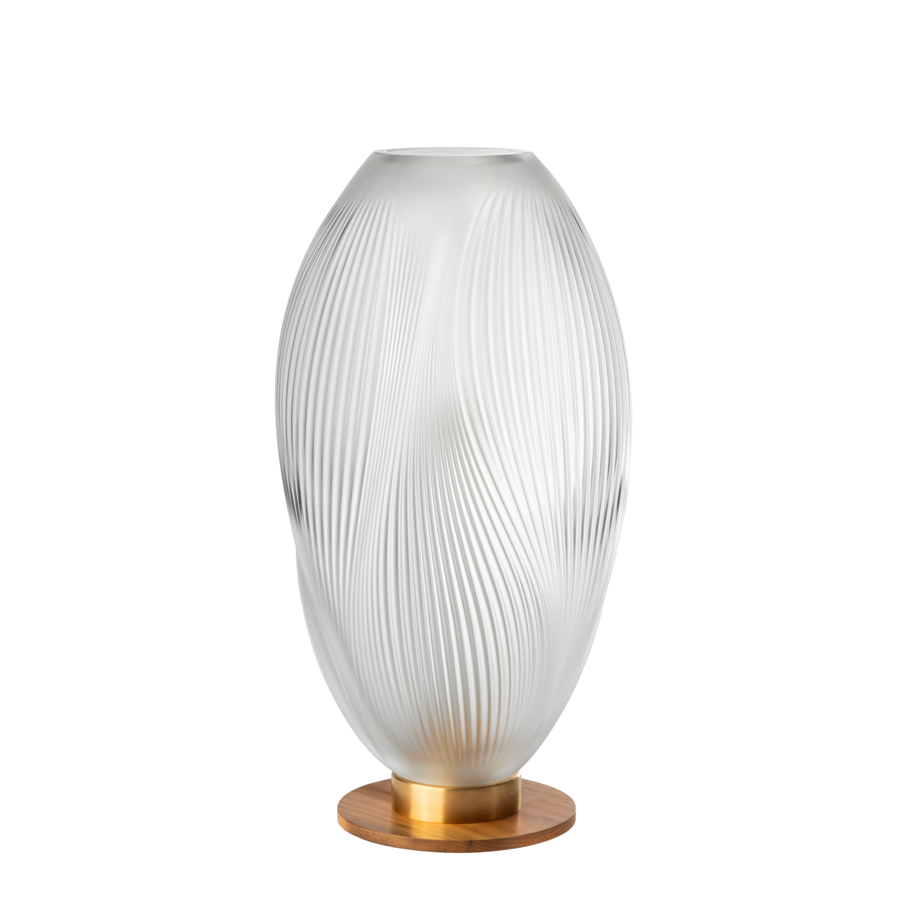 René Lalique Alizé XXL lampada tavolo cristallo base noce XL
