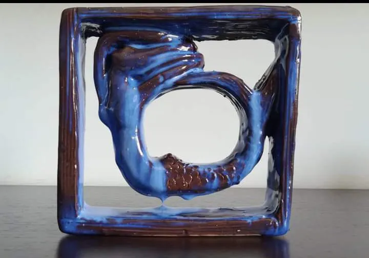 Raffaela Russo Sirena 02 scultura ceramica dipinta a mano