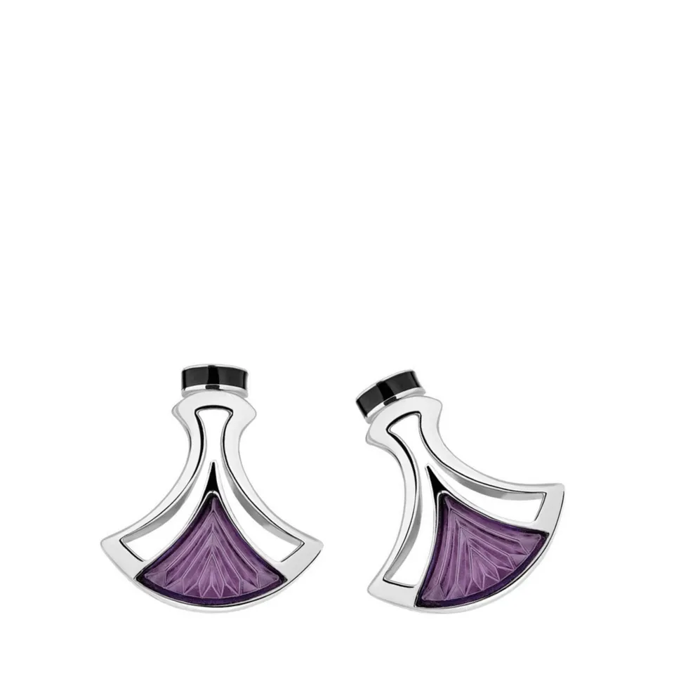 René Lalique Larcade orecchini lobo argento cristallo viola