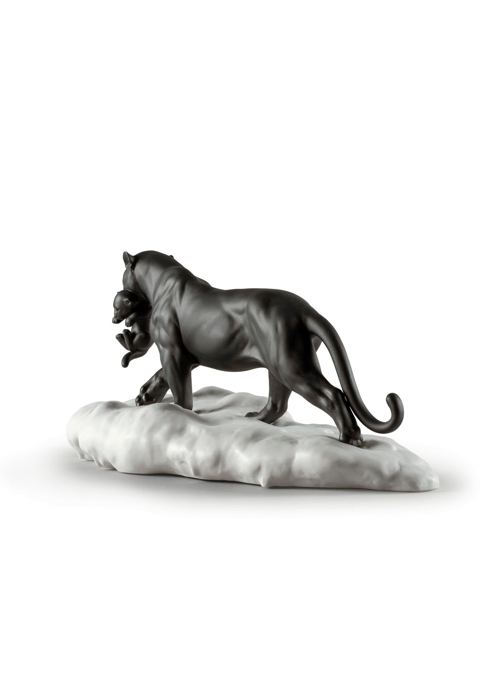 Lladró Pantera nera con cucciolo scultura in porcellana