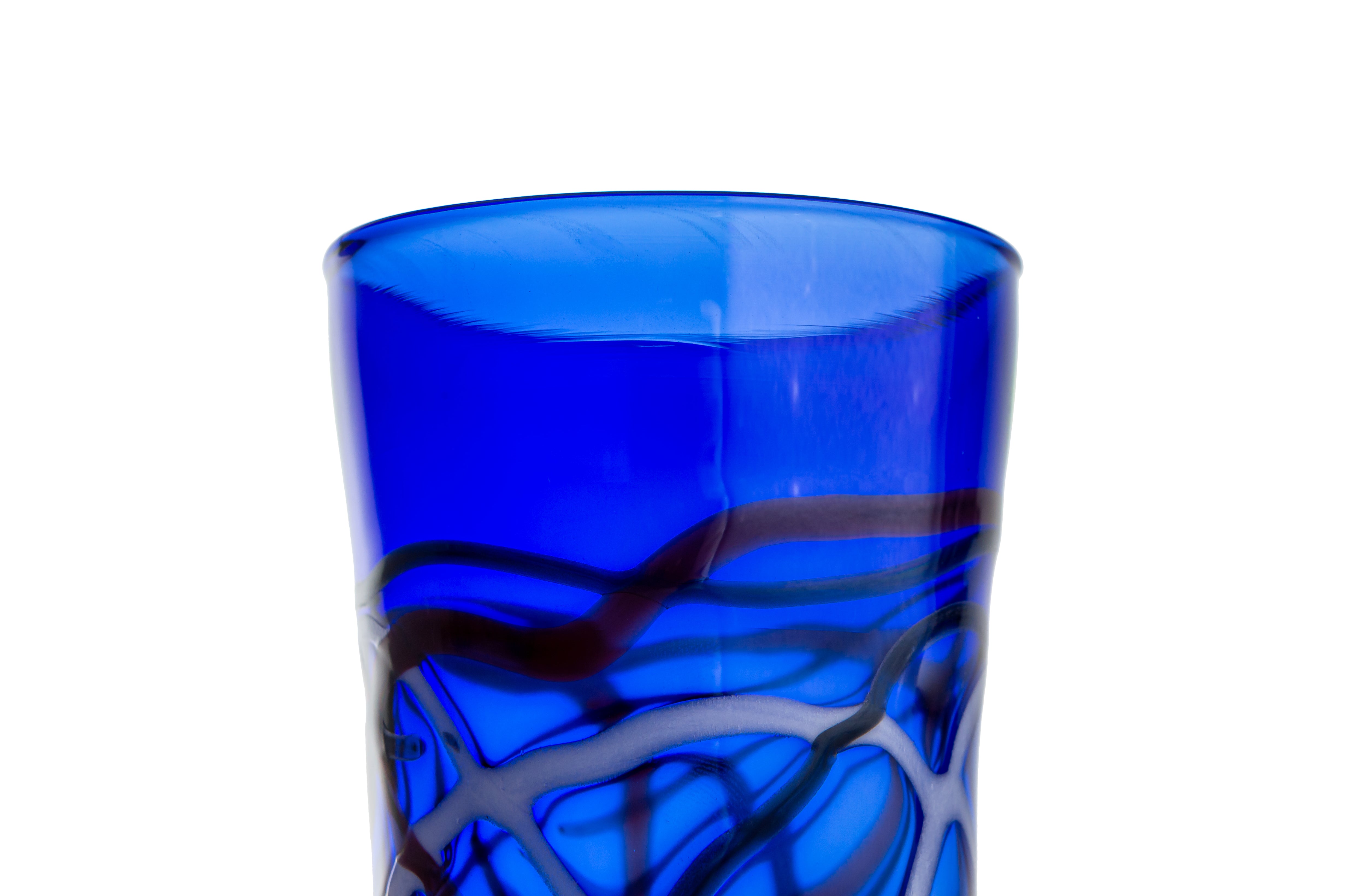 Vaporetto Diverso goto vetro Murano blu H 9,5 cm