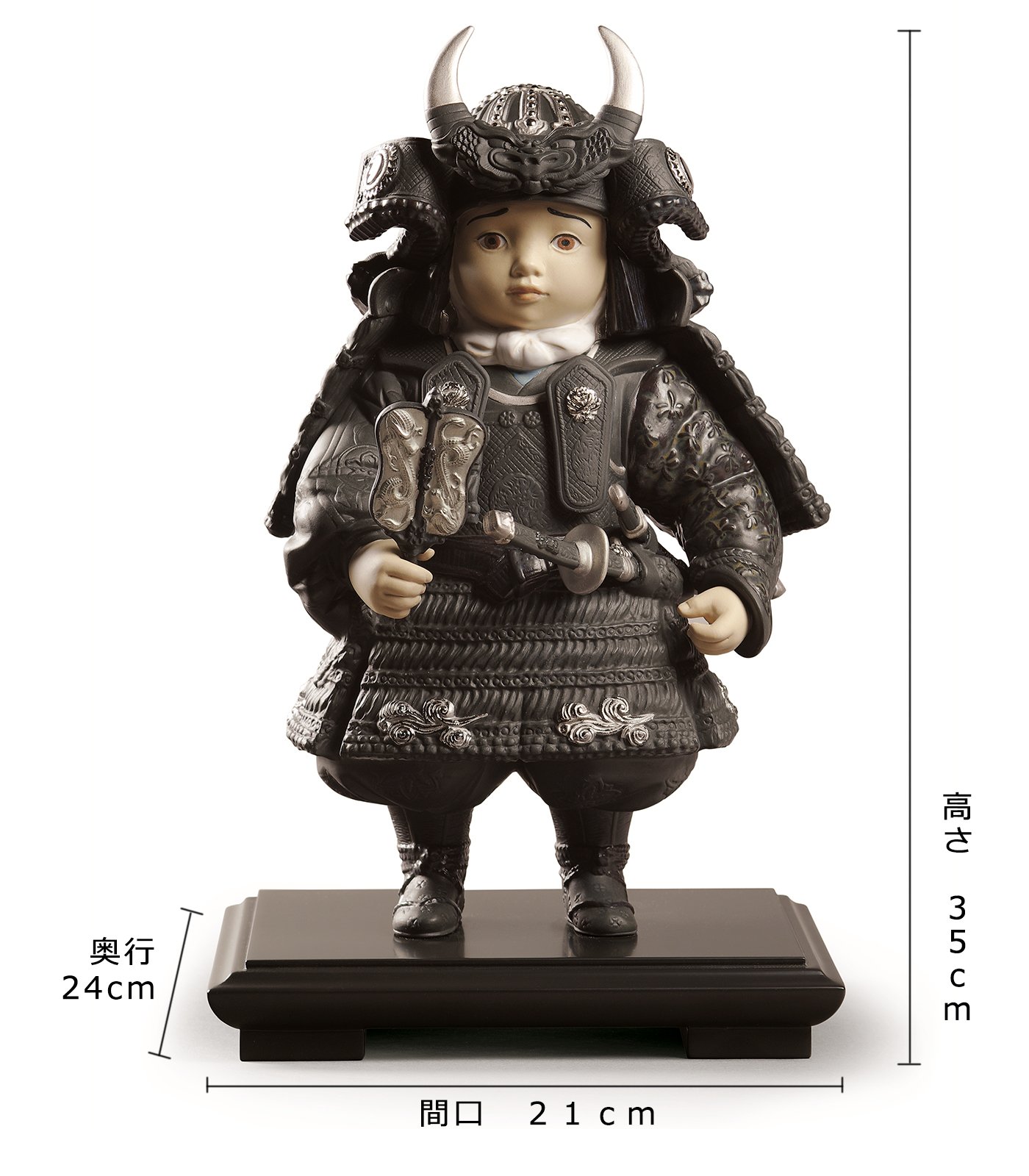 Lladró Alta Porcellana Bambino Samurai scultura lustro argento
