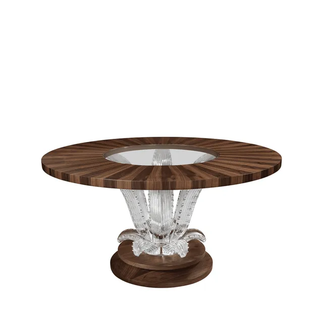 Lalique Cactus tavolino caffè noce cristallo taglia L rotondo