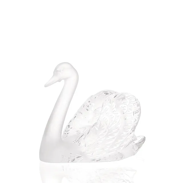 René Lalique Cigno Scultura Testa Alta Cristallo Incolore