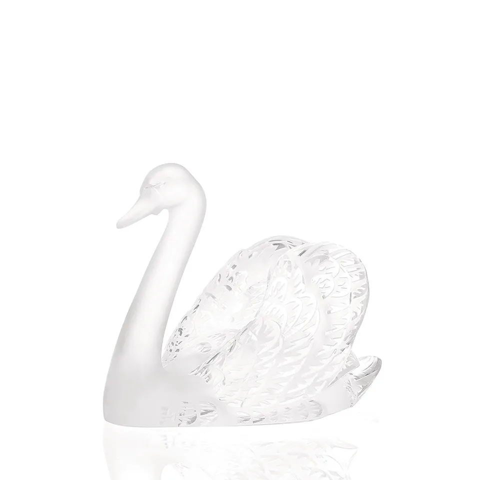 René Lalique Cigno Scultura Testa Alta Cristallo Incolore
