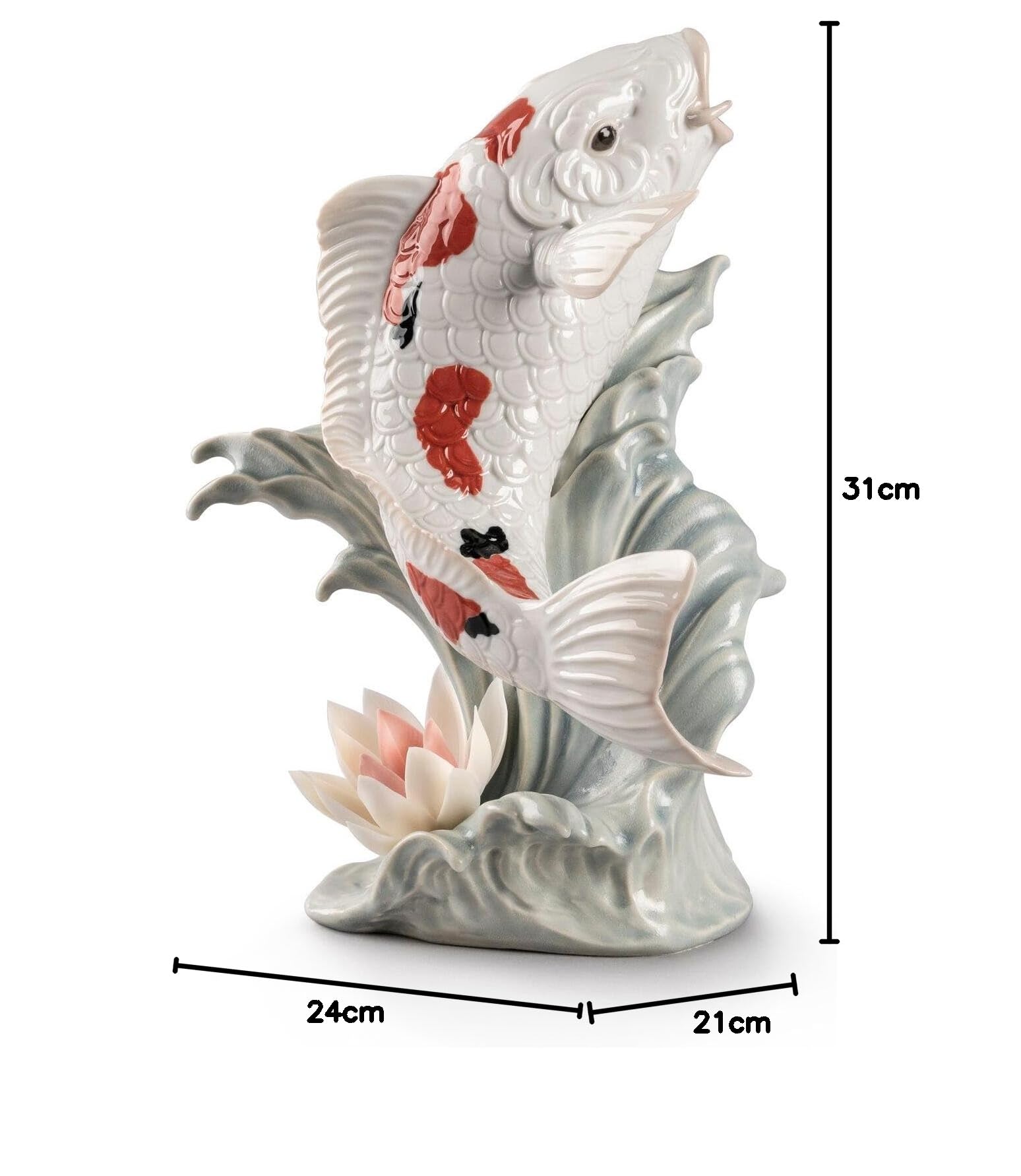 Lladró Koi scultura in porcellana carpa rossa fatto a mano