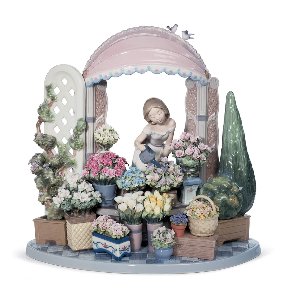 Lladró Fiorire Romantico scultura donna porcellana fiori