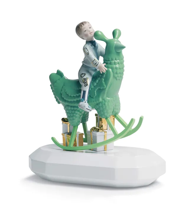Lladró The Rocking Chicken Ride Statuina Bambino