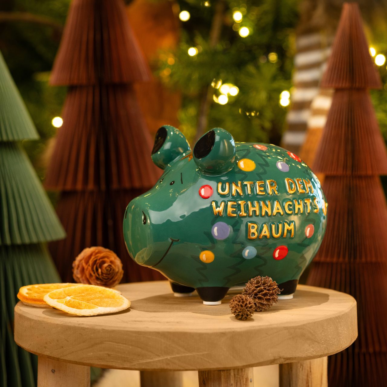 Sparschwein Company Kleinschweine Weihnachtsbaum salvadanaio ceramica verde piccolo