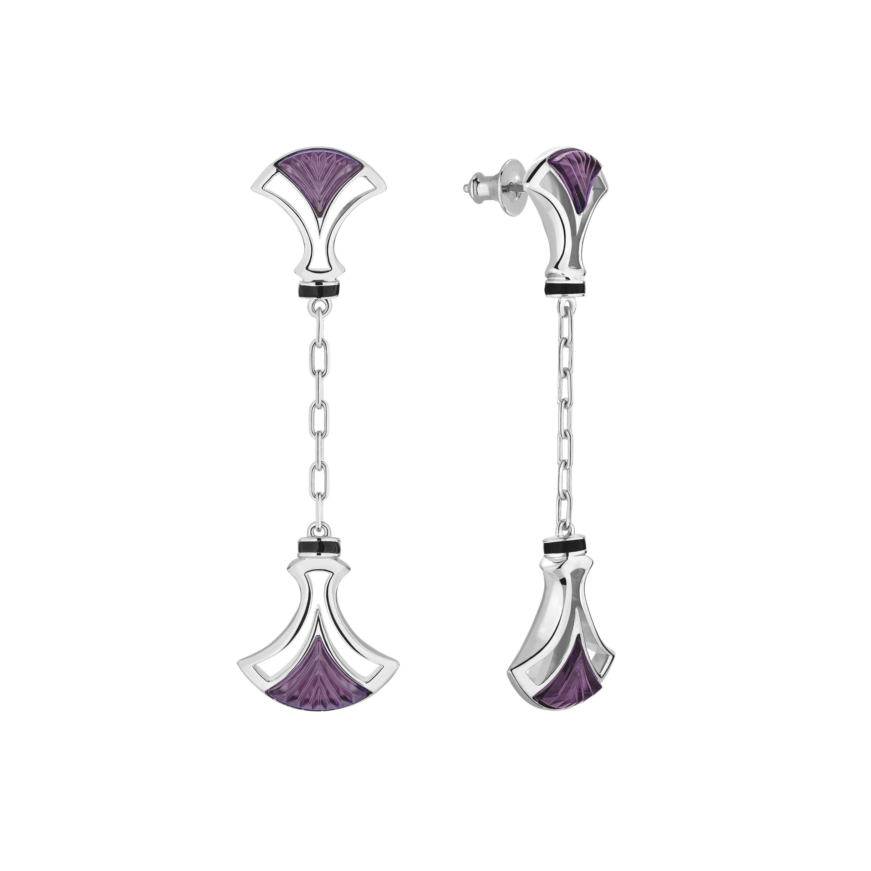René Lalique Larcade orecchini argento cristallo viola