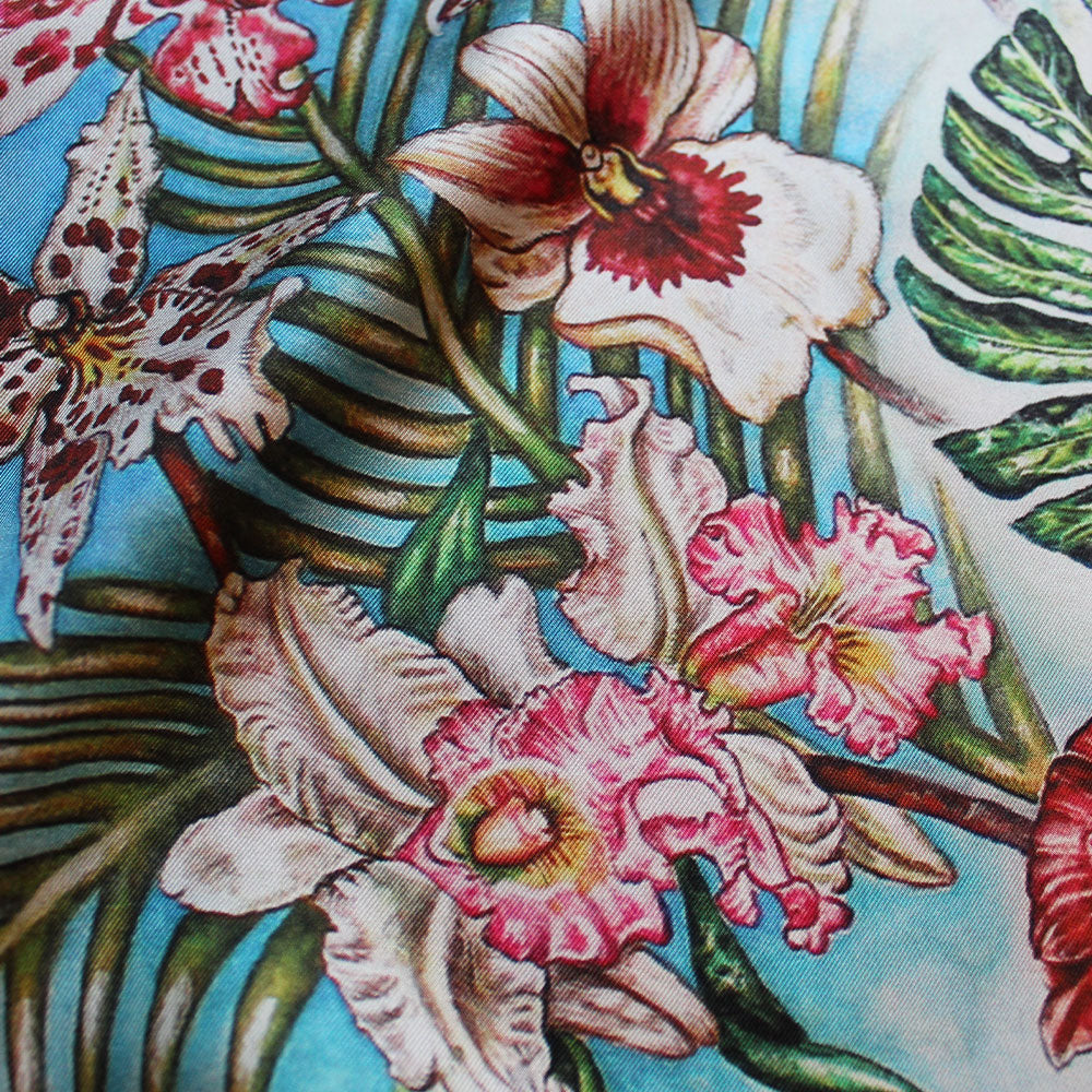 René Lalique Blue Jungle foulard seta blu Ginny Litscher