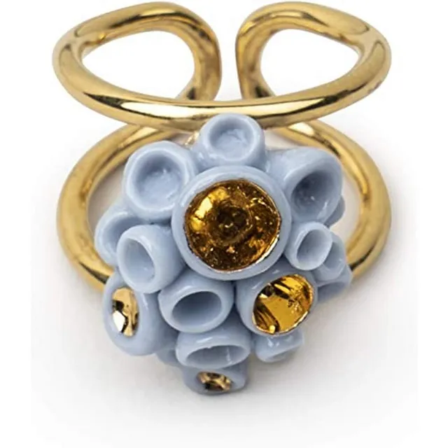 Lladró Coral Reef azzurro e oro anello porcellana
