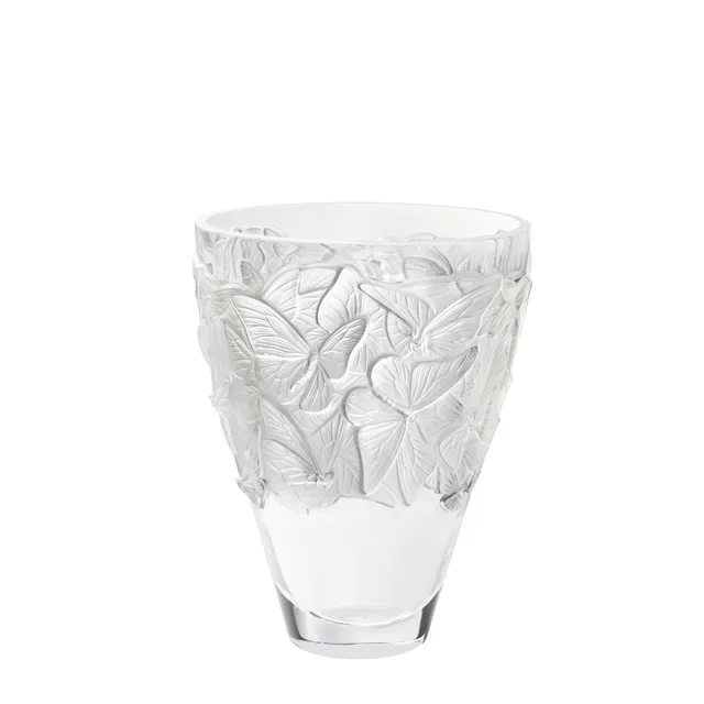 Lalique Papillons vaso grande L in cristallo con farfalle
