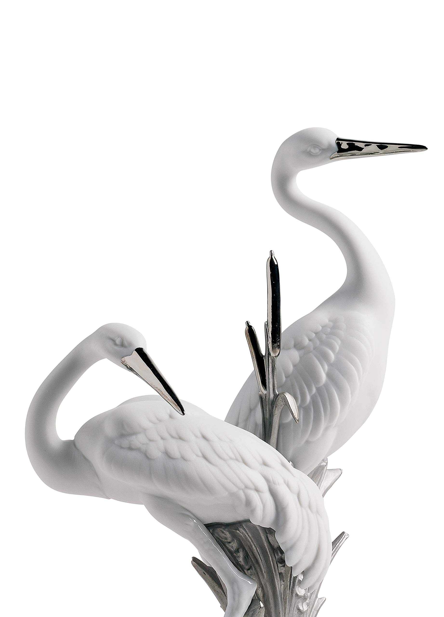 Lladró Coppia di Gru scultura porcellana lustro argento