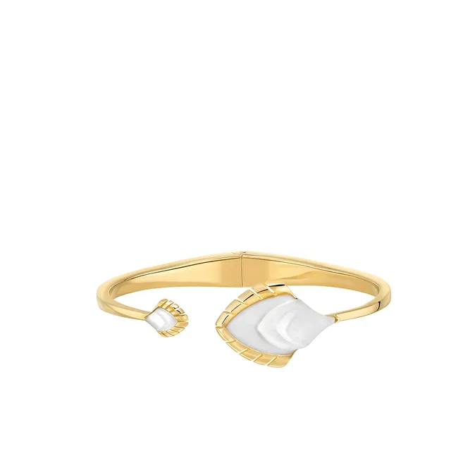 Lalique Paon Bracciale Cristallo Ottone Oro Taglia L