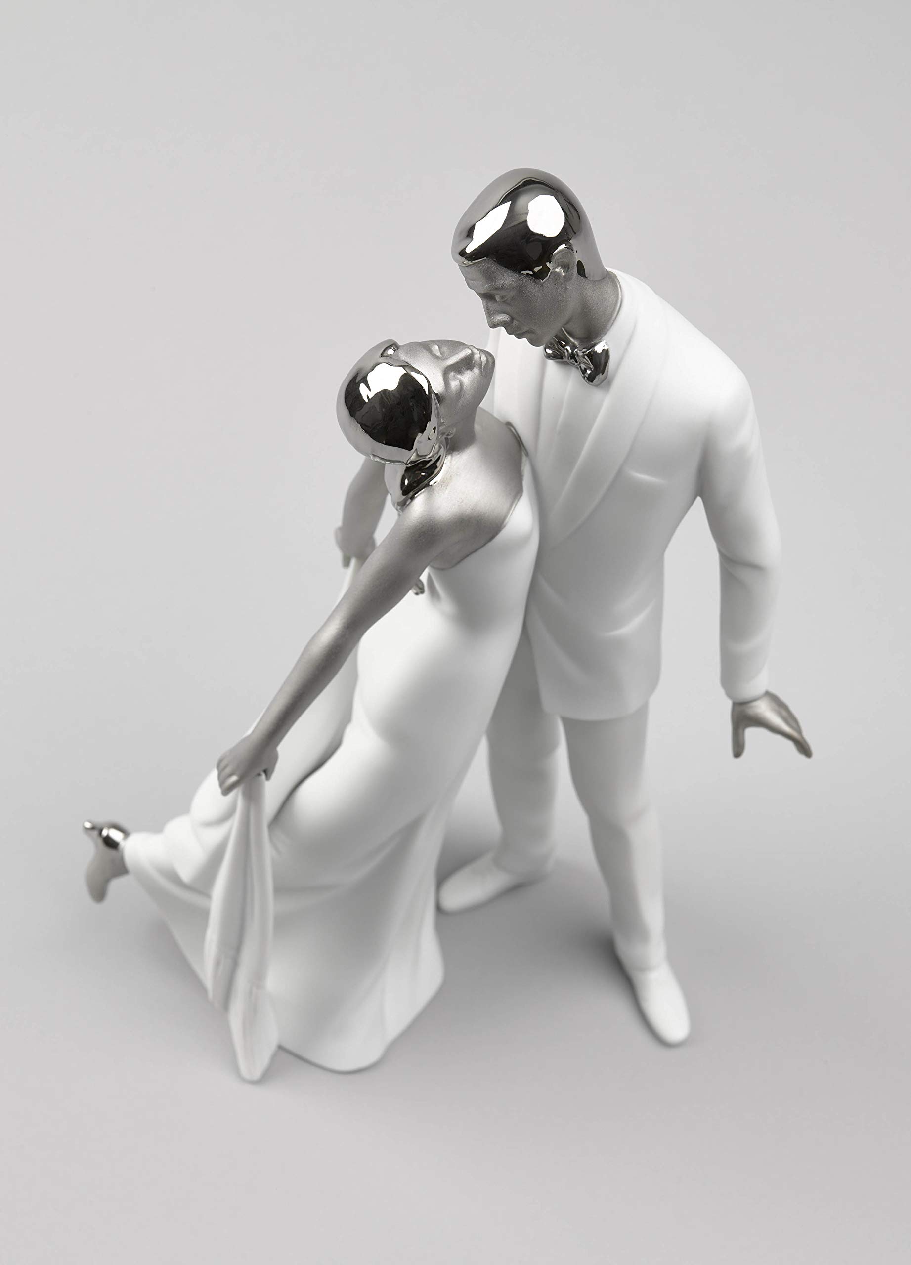 Lladró Sculture Coppia Felice Anniversario Figurina Lustro Argento