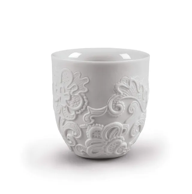 Lladró Accessori Decorativi Tazzina Ricami Tazza Sake Porcellana Bianca