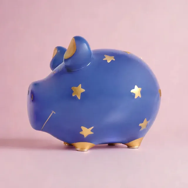 Sparschwein Company Kleinschweine Sternenzauber salvadanaio blu oro