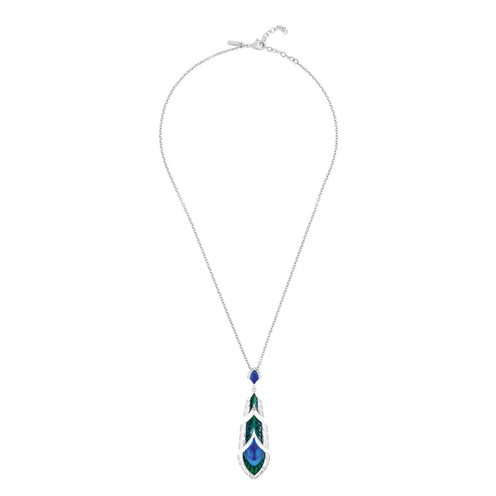 Lalique Paon ciondolo cristallo blu taglia L in argento