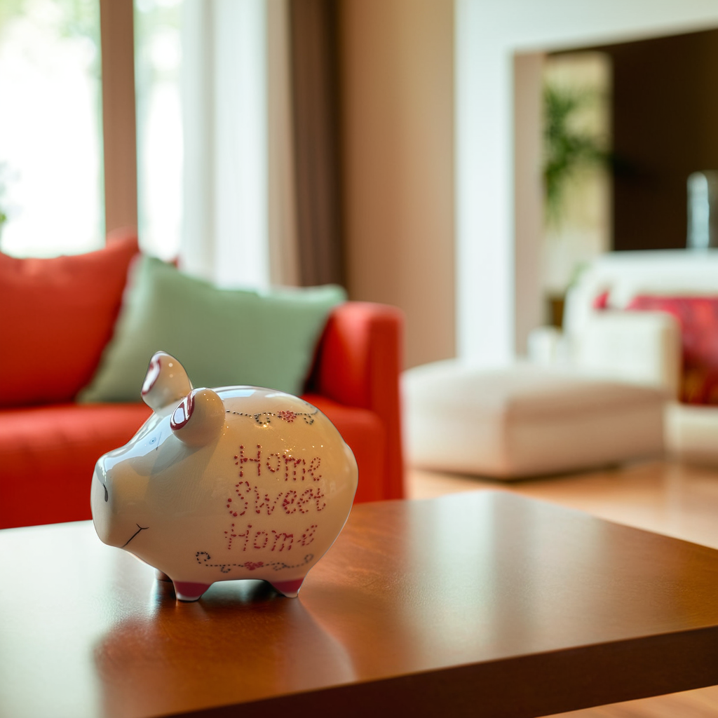 Sparschwein Company Home Sweet Home salvadanaio maialino bianco