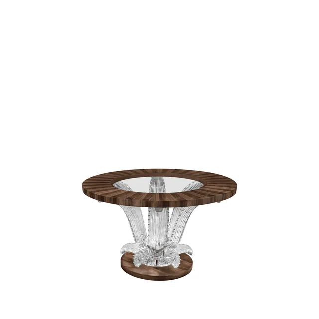 René Lalique Cactus tavolino noce M con vetro