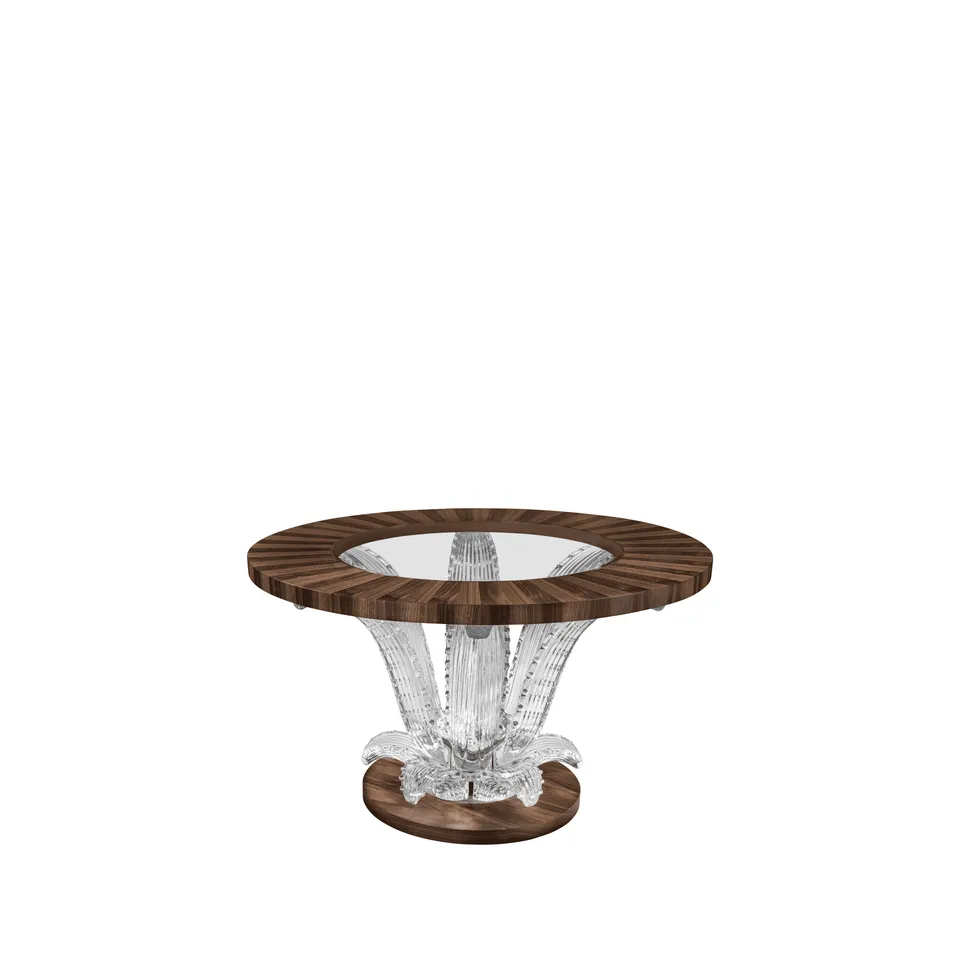 René Lalique Cactus tavolino noce M con vetro