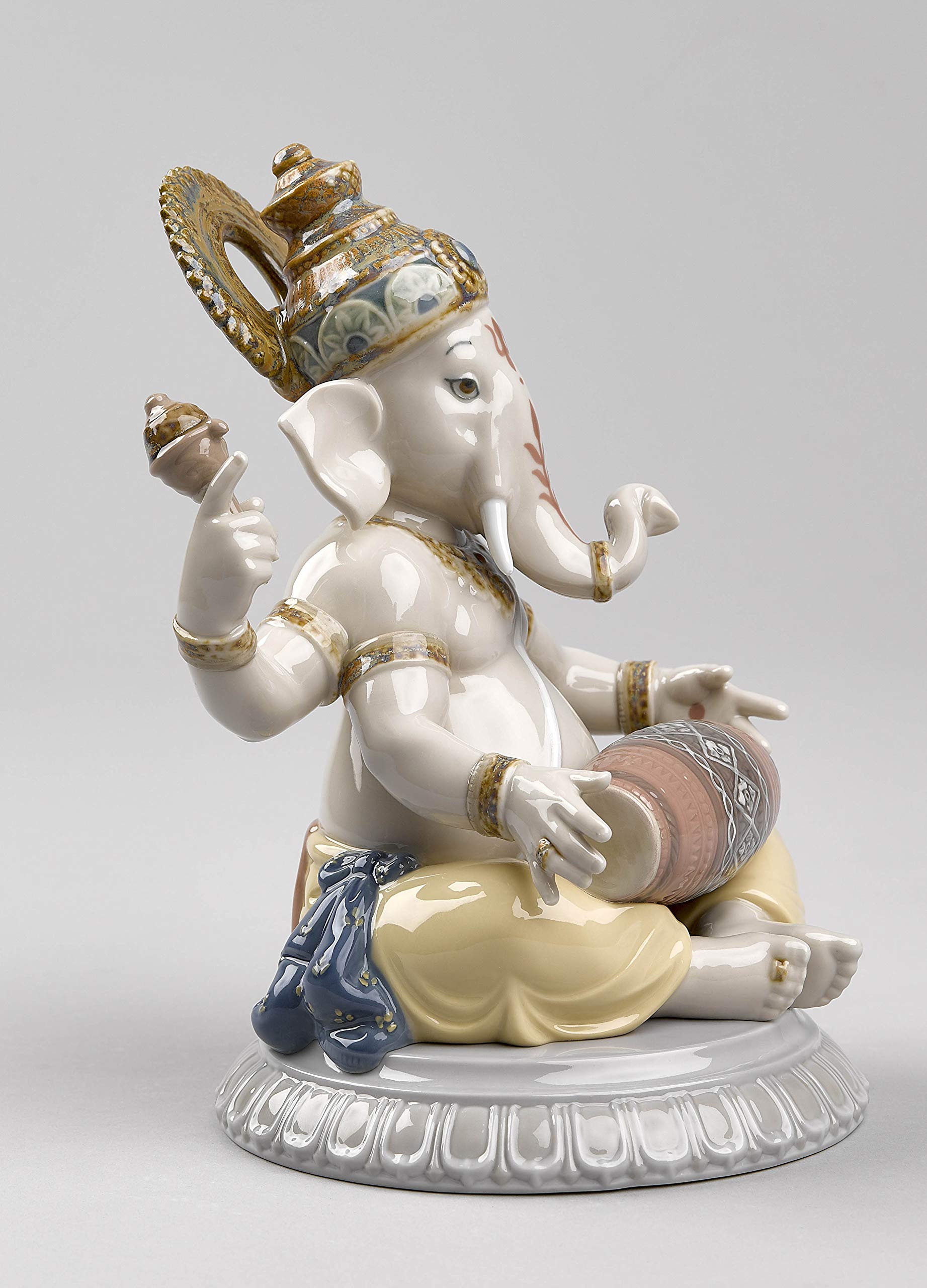 Lladró Sculture Ganesha con Mridangam statuetta porcellana