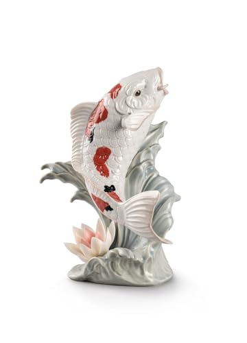 Lladró Koi scultura in porcellana carpa rossa fatto a mano